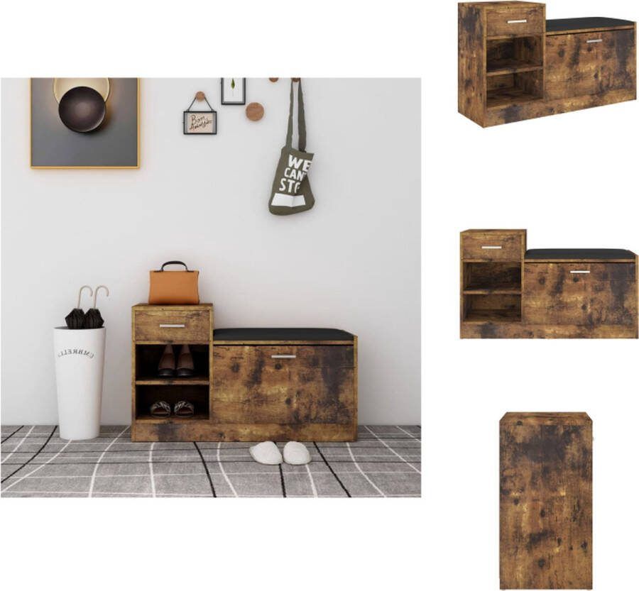 VidaXL Schoenenkast Hall 94.5 x 31 x 57 cm Gerookt eiken Spaanplaat Schoenenkast