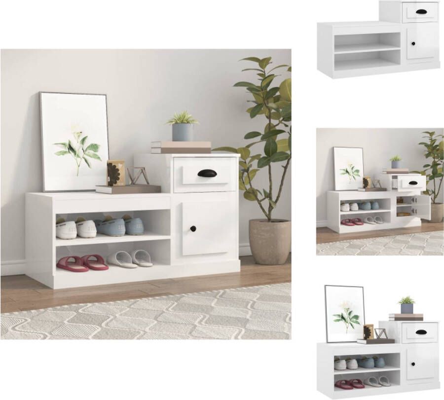 VidaXL Schoenenkast Hoge en Lage kast Hoogglans Wit 100 x 42 x 60 cm (L x B x H) Schoenenkast