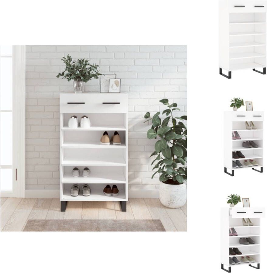 VidaXL Schoenenkast Hout en IJzer 60x35x105 cm Wit Kast