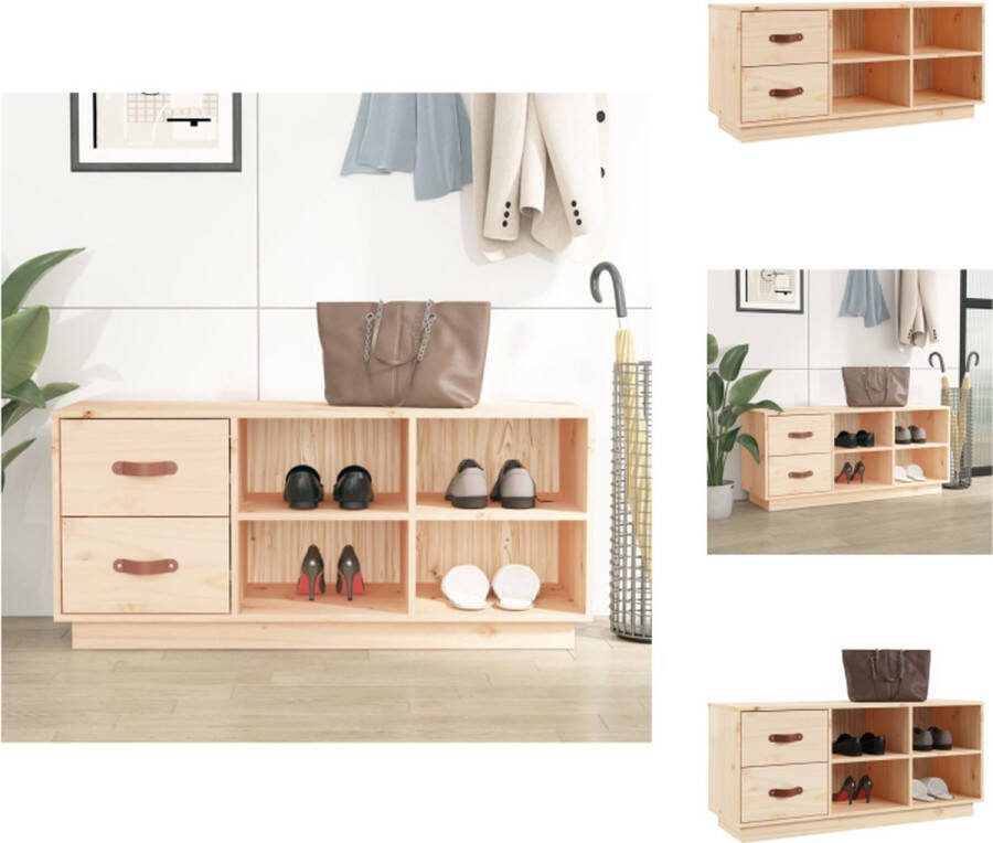 VidaXL Schoenenkast Massief Grenenhout Gang 100 x 34 x 45 cm Schoenenkast