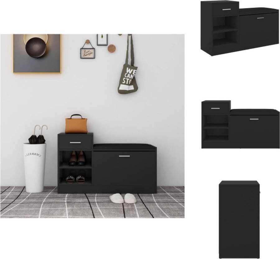 VidaXL Schoenenkast Modern 94.5x31x57 cm Zwart Spaanplaat Schoenenkast