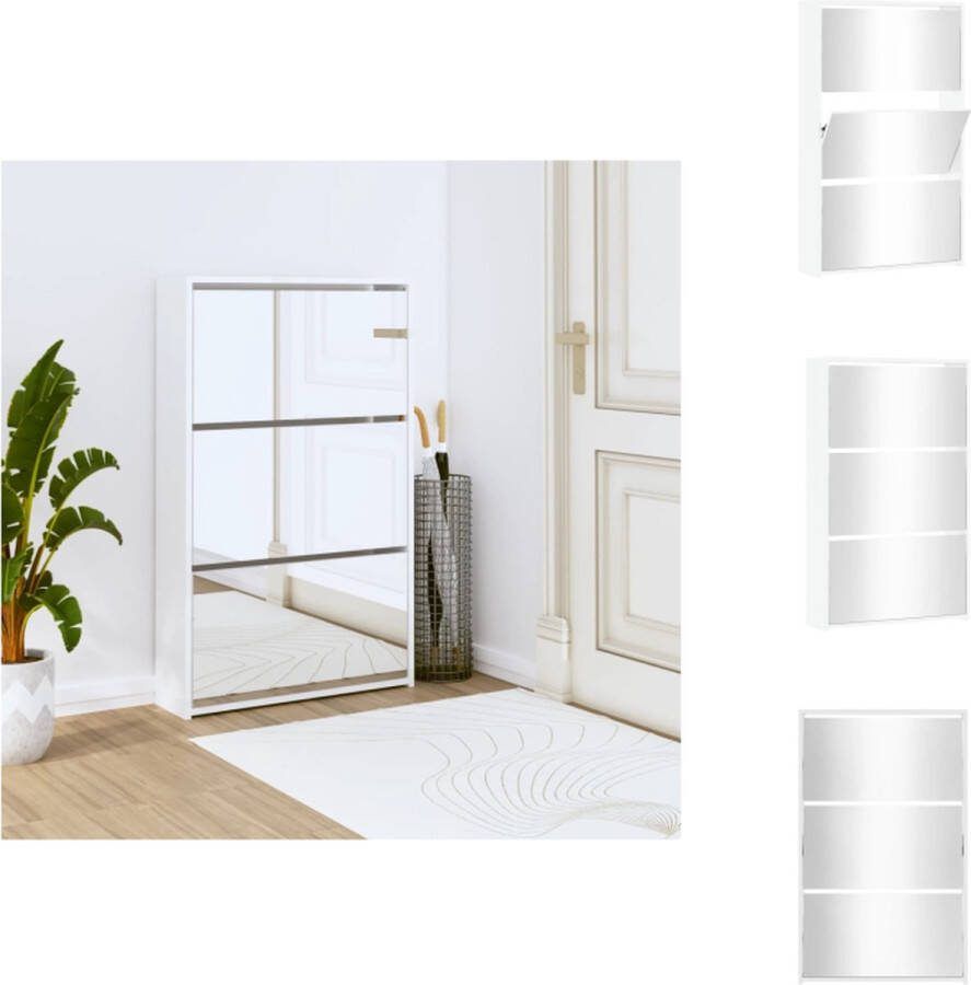VidaXL Schoenenkast Modern en Trendy 63 x 17 x 102.5 cm Hoogglans Wit Schoenenkast