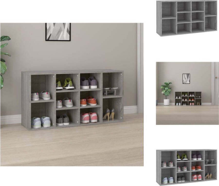VidaXL Schoenenkast Modern Grijs Sonoma Eiken 103 x 30 x 54.5 cm Stevig materiaal Schoenenkast