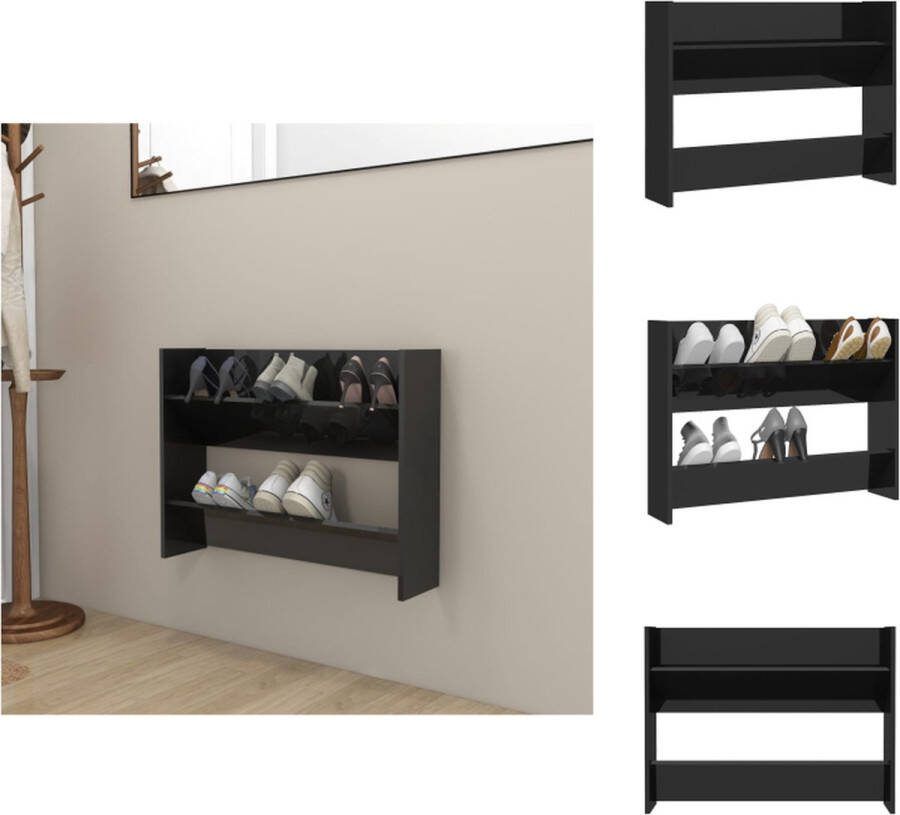 VidaXL Schoenenkast Modern Schoenenkast 80x18x60cm Hoogglans zwart Schoenenkast