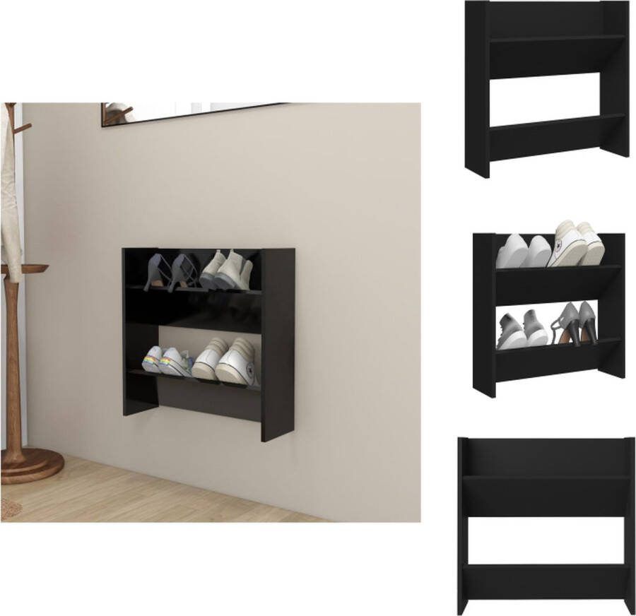 VidaXL Schoenenkast Moderne Wandmontage 60 x 18 x 60 cm Zwart Schoenenkast