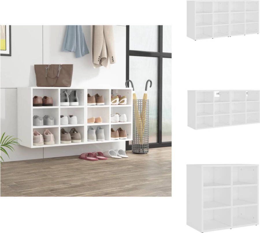 VidaXL Schoenenkast Musthave Opbergfunctie- 12 vakken Materiaal- bewerkt hout Afmetingen- 52.5 x 30 x 50 cm Kleur- wit Kast