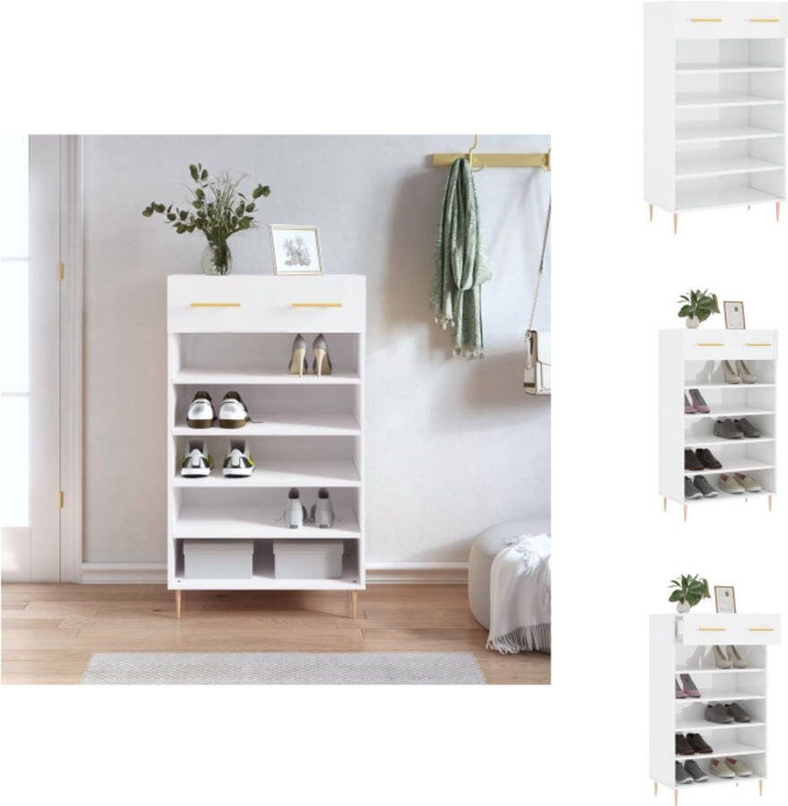 VidaXL Schoenenkast Opbergruimte 60x35x105cm Hoogglans wit Kast