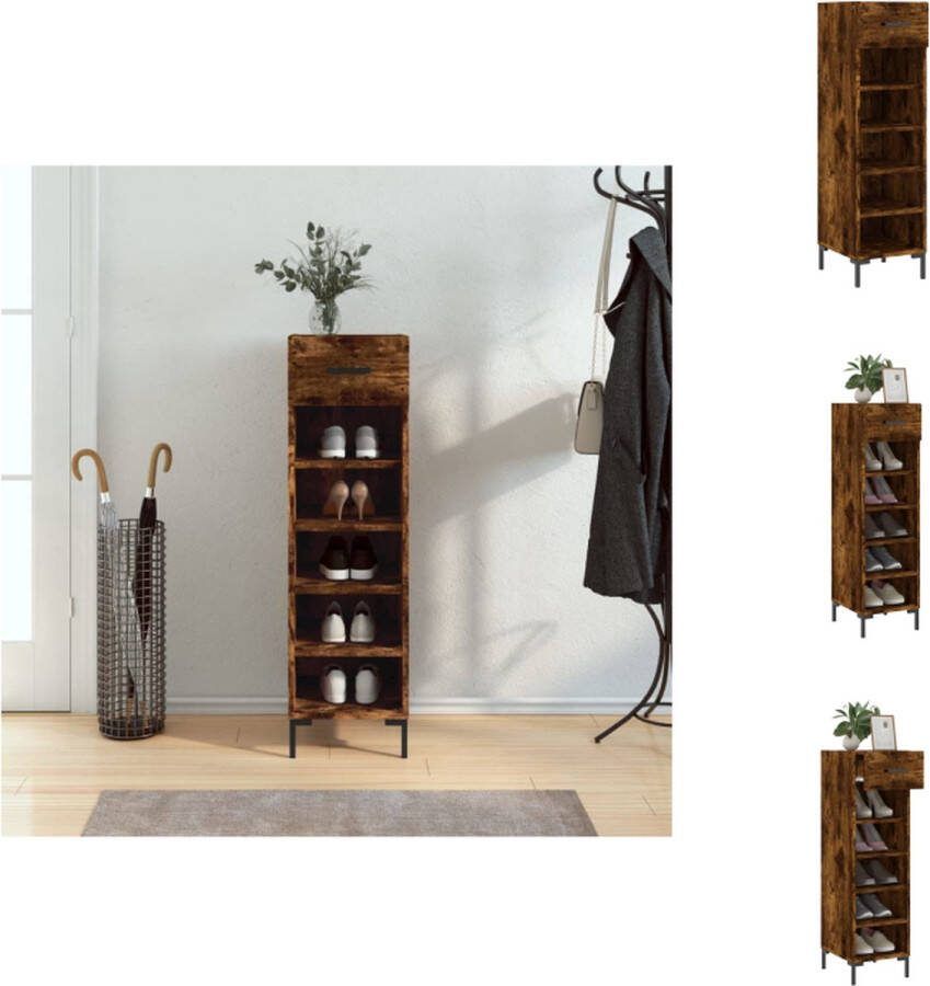 VidaXL Schoenenkast Smoked Oak 30 x 35 x 105 cm Duurzaam hout Voldoende opbergruimte Kast