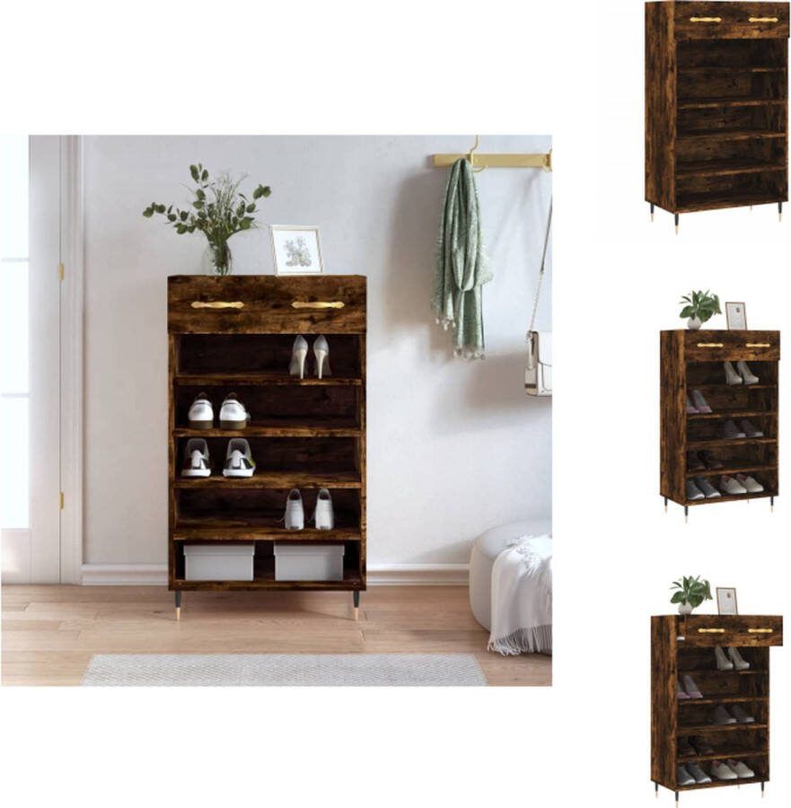 VidaXL Schoenenkast Smoked Oak 60 x 35 x 105 cm Duurzaam materiaal Kast