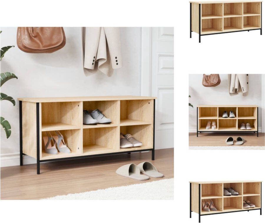 VidaXL Schoenenkast Sonoma Eiken 100 x 35 x 50 cm Ruimtebesparend Schoenenkast