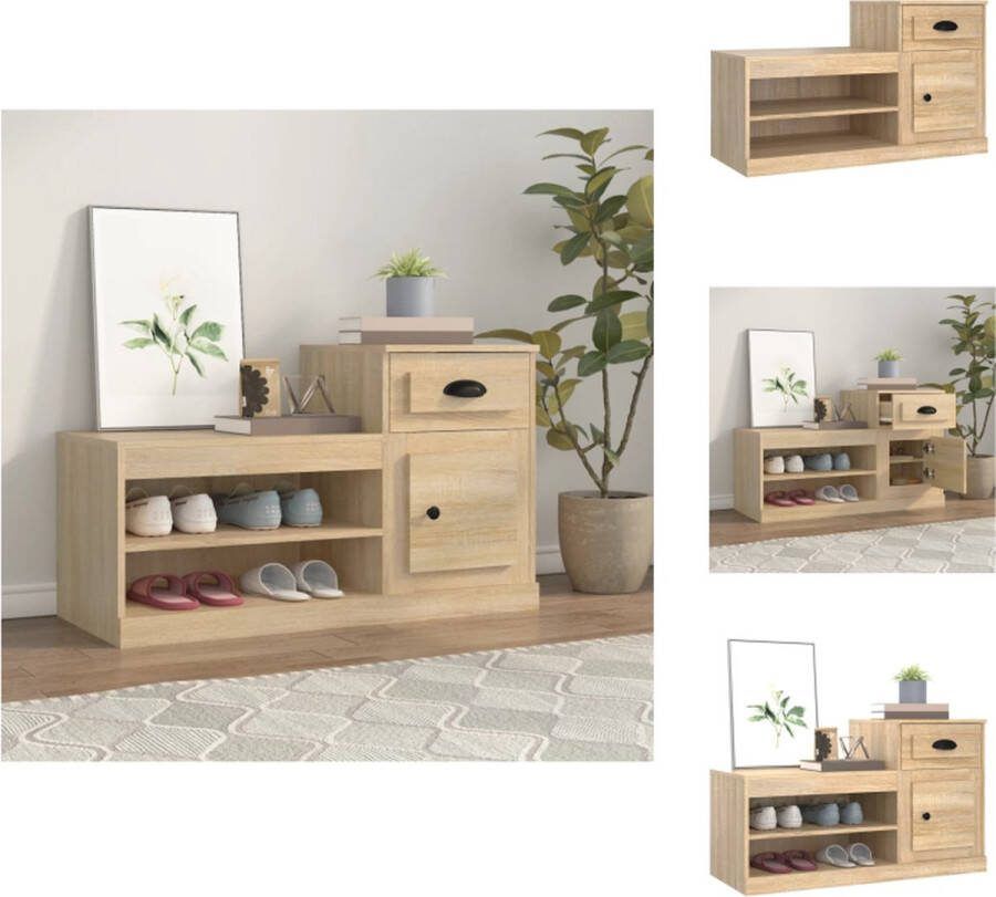 VidaXL Schoenenkast Sonoma eiken 100 x 42 x 60 cm Duurzaam materiaal Schoenenkast