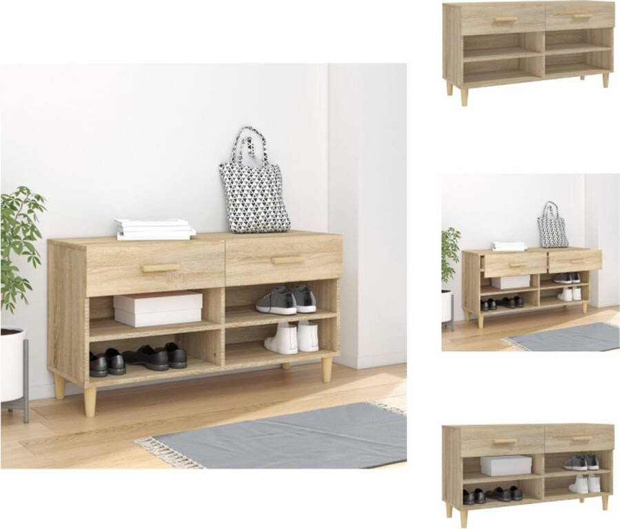 VidaXL Schoenenkast Sonoma eiken 102 x 35 x 55 cm Trendy ontwerp Schoenenkast