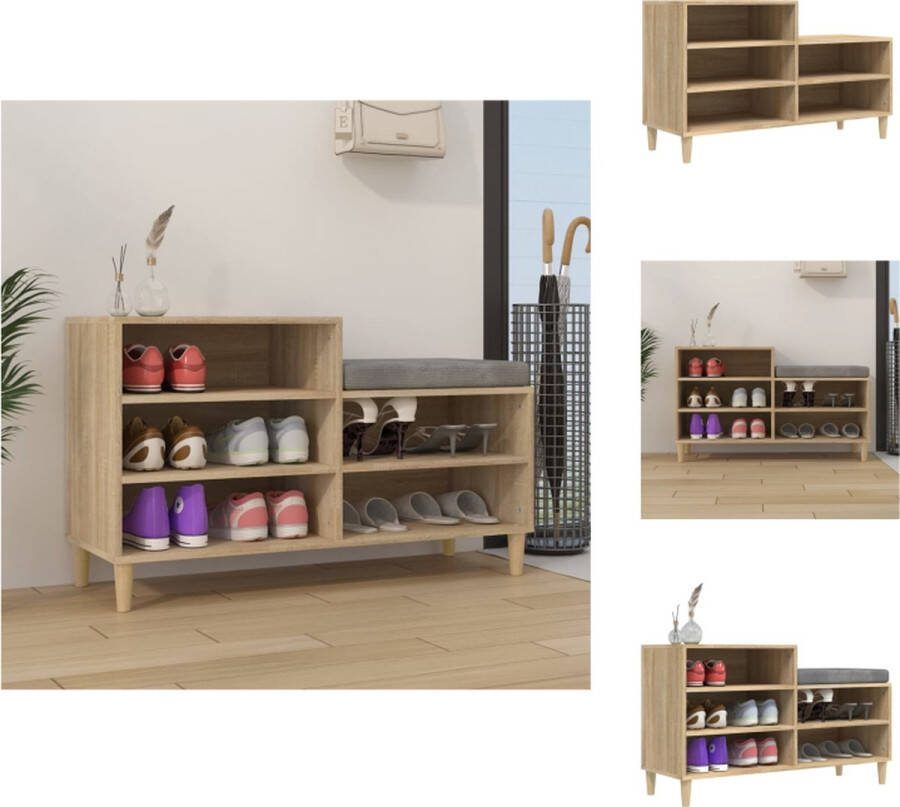 VidaXL Schoenenkast Sonoma Eiken 102 x 36 x 60 cm Duurzaam materiaal Schoenenkast