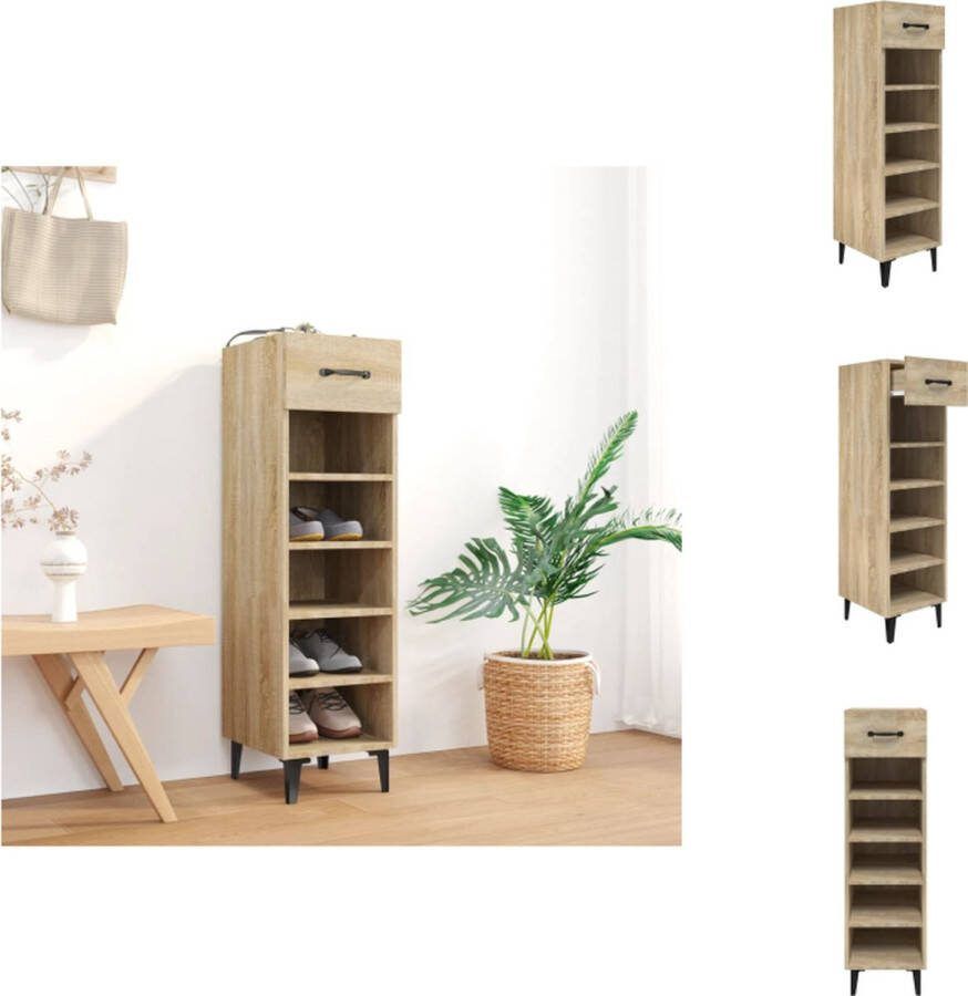 VidaXL Schoenenkast Sonoma Eiken 30x35x105 cm Ruimtebesparend Schoenenkast