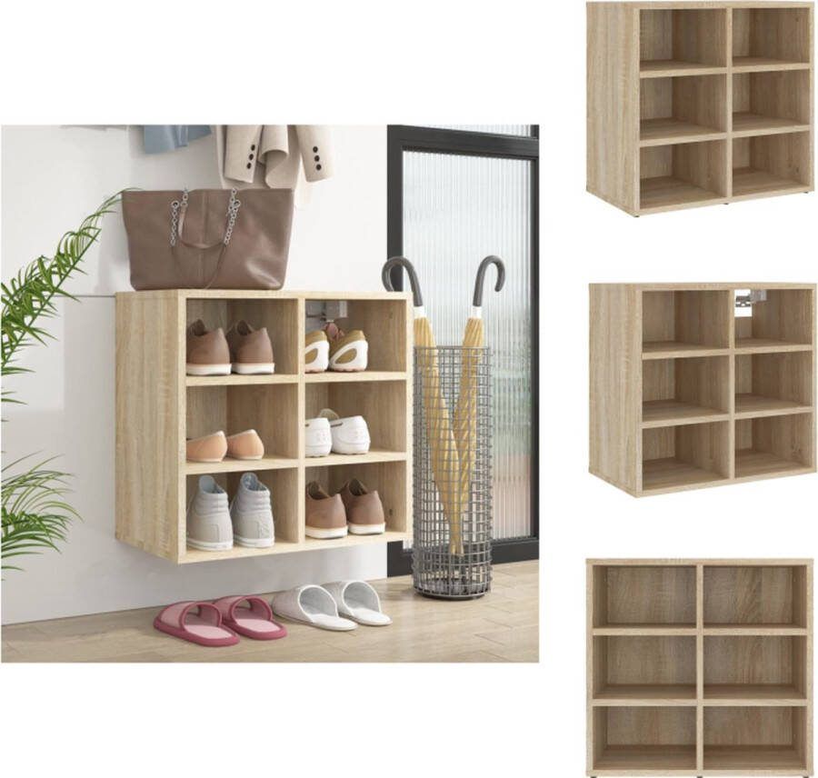 VidaXL Schoenenkast Sonoma Eiken 52.5 x 30 x 50 cm Praktische opbergfunctie Kast