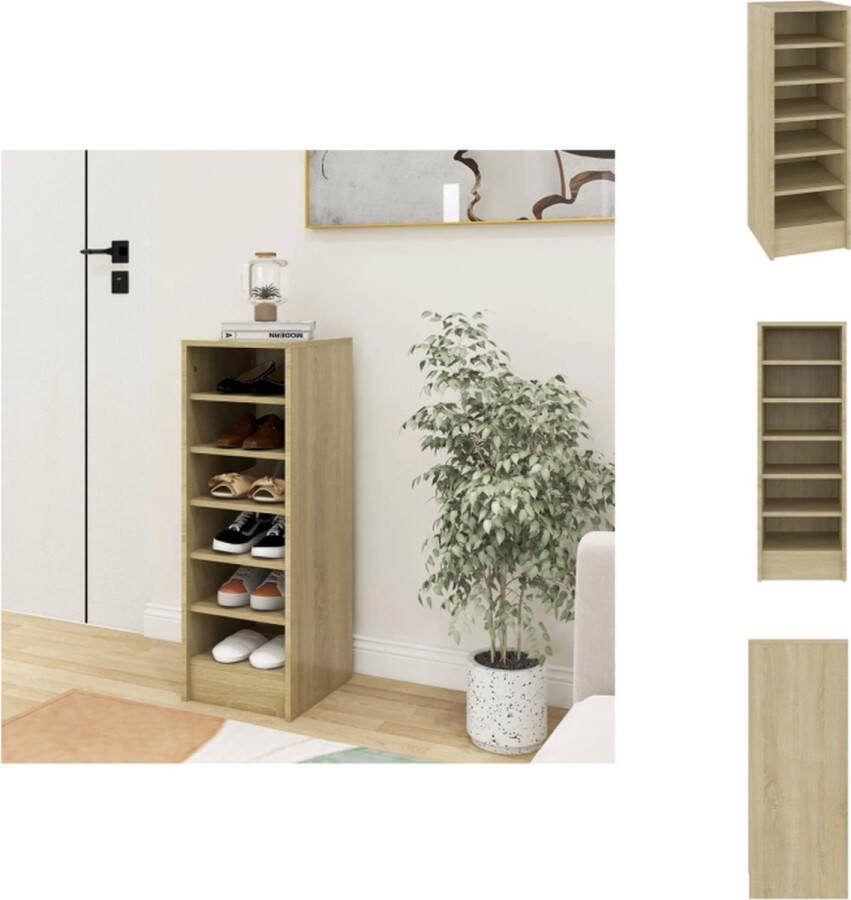 VidaXL Schoenenkast Sonoma Eiken 6 Vakken 31.5x35x90 cm Duurzaam Schoenenkast