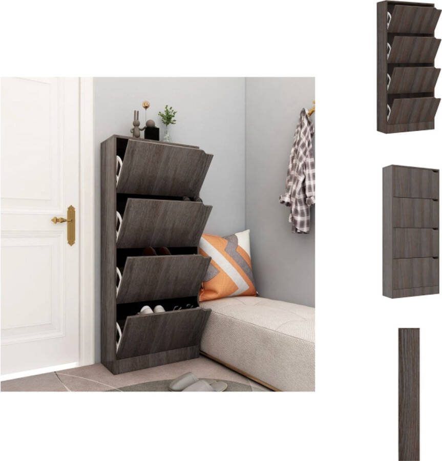 VidaXL Schoenenkast Tijdloos Opbergoplossing voor interieur 59 x 24 x 136 cm Grijs sonoma eiken Duurzaam en stevig Schoenenkast