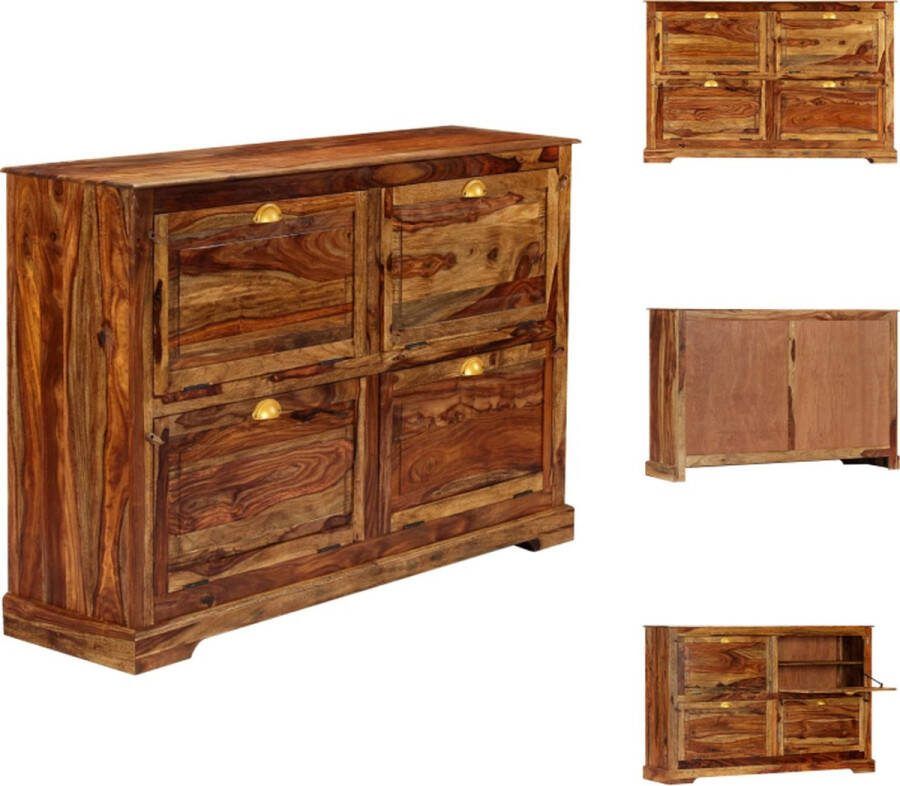 VidaXL Schoenenkast Vintage 140 x 35 x 90 cm Massief Sheeshamhout Schoenenkast