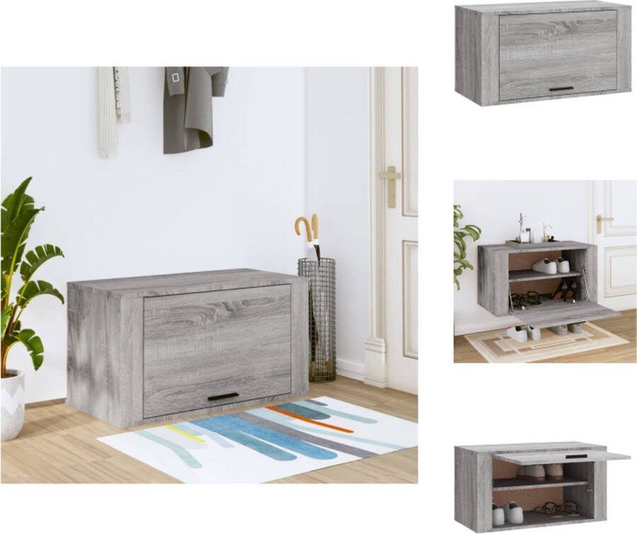 VidaXL Schoenenkast Wandgemonteerd 70 x 35 x 38 cm Grijs Sonoma Eiken Schoenenkast