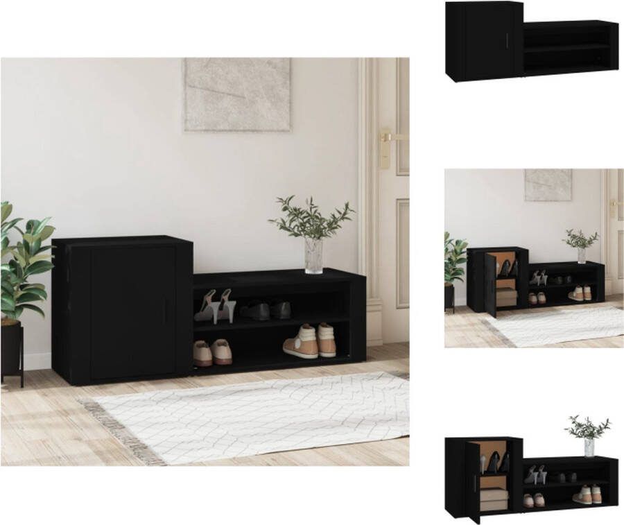 VidaXL Schoenenkast Zwart 130 x 35 x 54 cm Bewerkt hout Schoenenkast