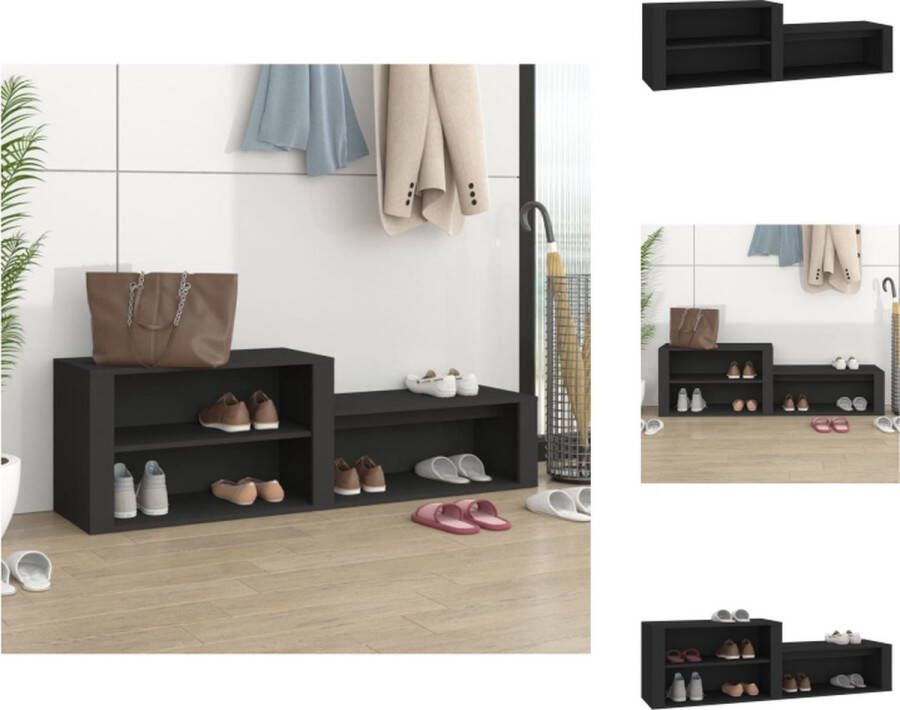 VidaXL Schoenenkast Zwart 150 x 35 x 45 cm Bewerkt hout Schoenenkast