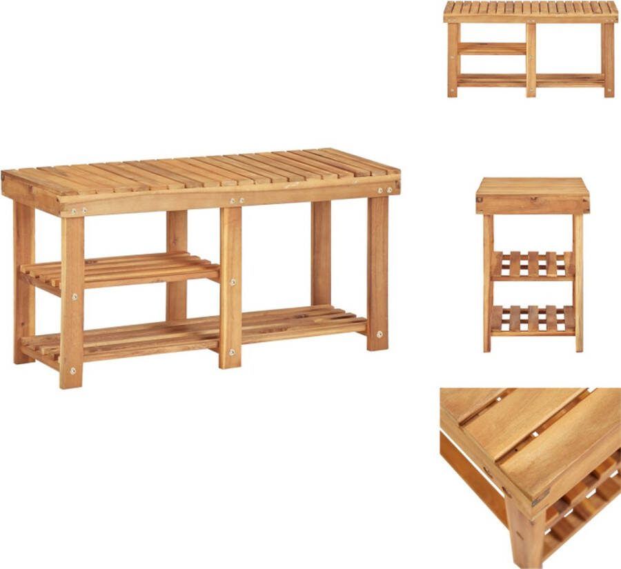VidaXL Schoenenrek Acaciahout 90 x 32 x 46 cm 2 schappen Schoenenkast