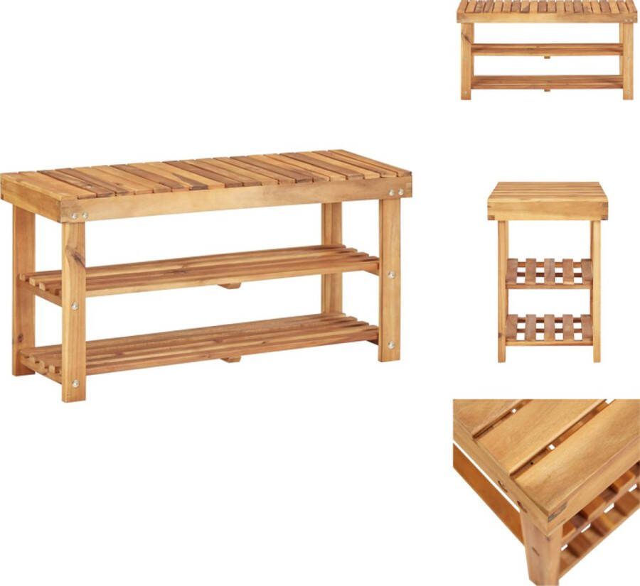 VidaXL Schoenenrek Acaciahout 90 x 32 x 46 cm Natuurlijke houtkleur Schoenenkast