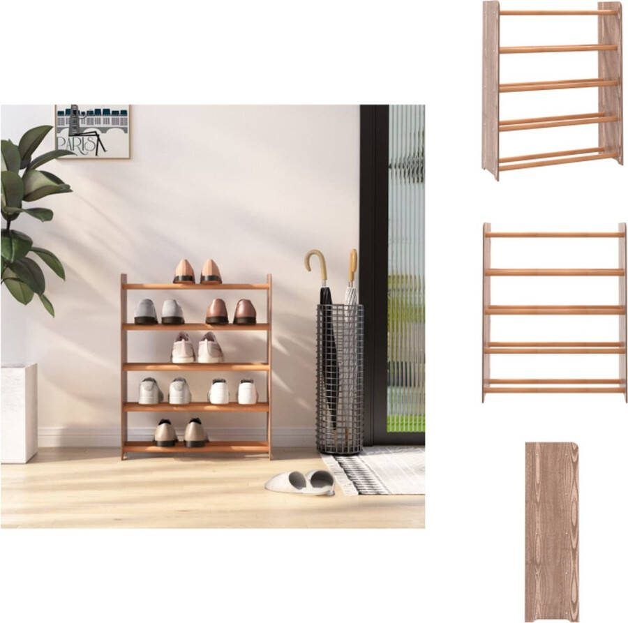 VidaXL Schoenenrek Grenenhout 65 x 24 x 81 cm Bruin Schoenenkast