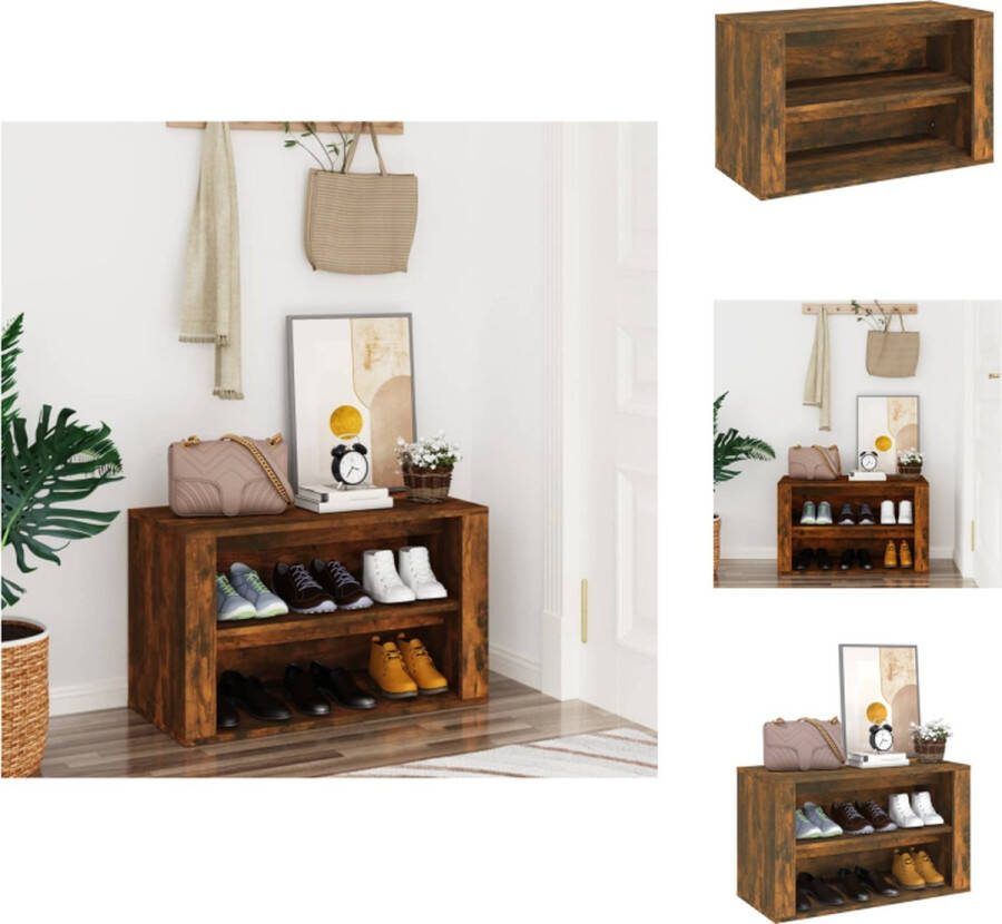 VidaXL Schoenenrek Hout 75 x 35 x 45 cm Gerookt eiken Schoenenkast