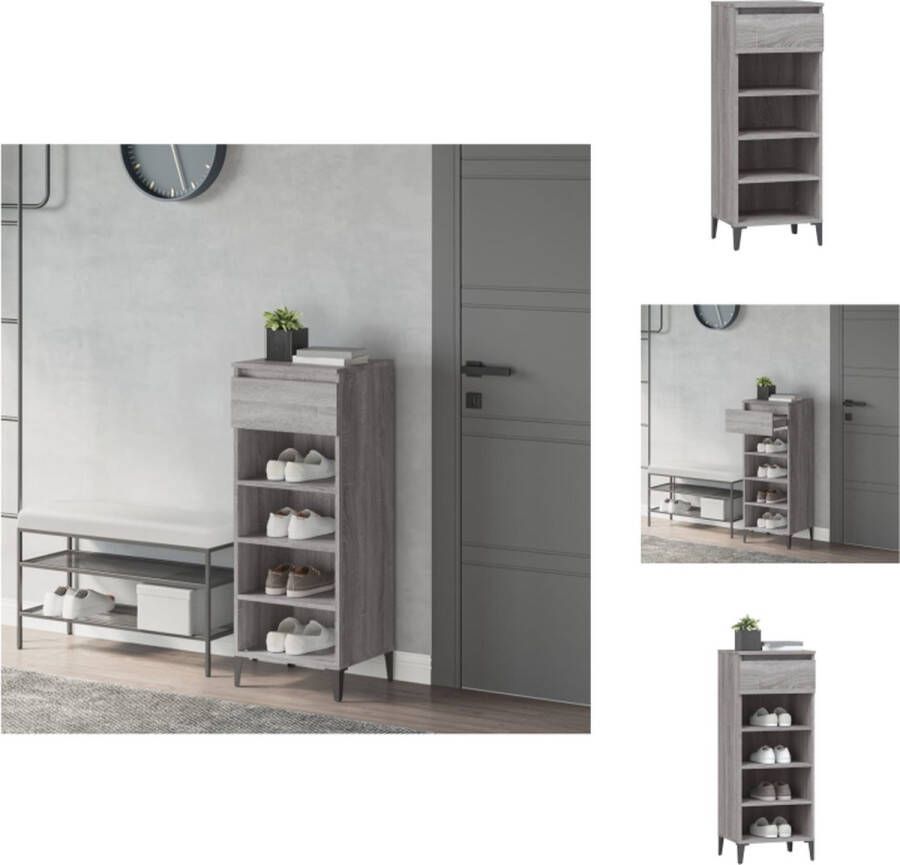 VidaXL Schoenenrek Industrieel 40 x 36 x 105 cm Grijs Sonoma Eiken Schoenenkast