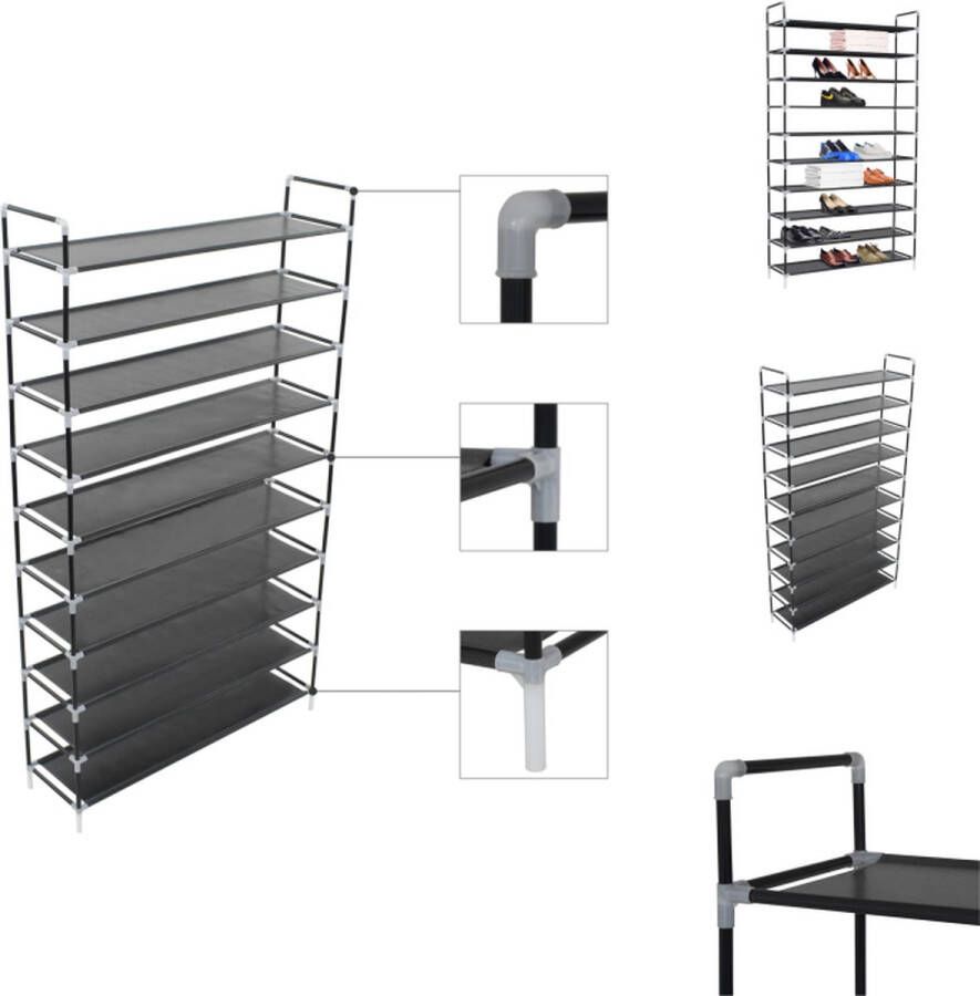 VidaXL Schoenenrek Minimalistisch 100 x 29.5 x 170 cm Kleur- Zwart Schoenenkast