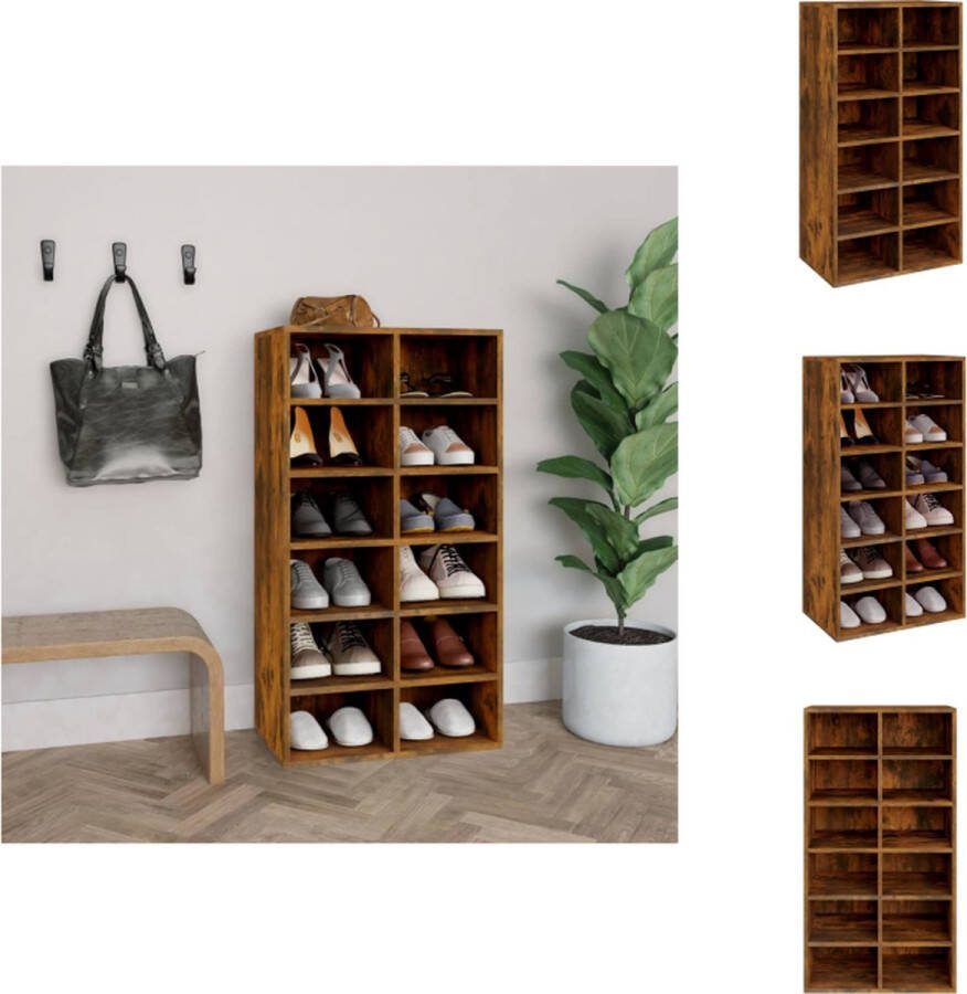 VidaXL Schoenenrek Musthave Schoenenrek 54 x 34 x 100.5 cm Gerookt eiken Schoenenkast
