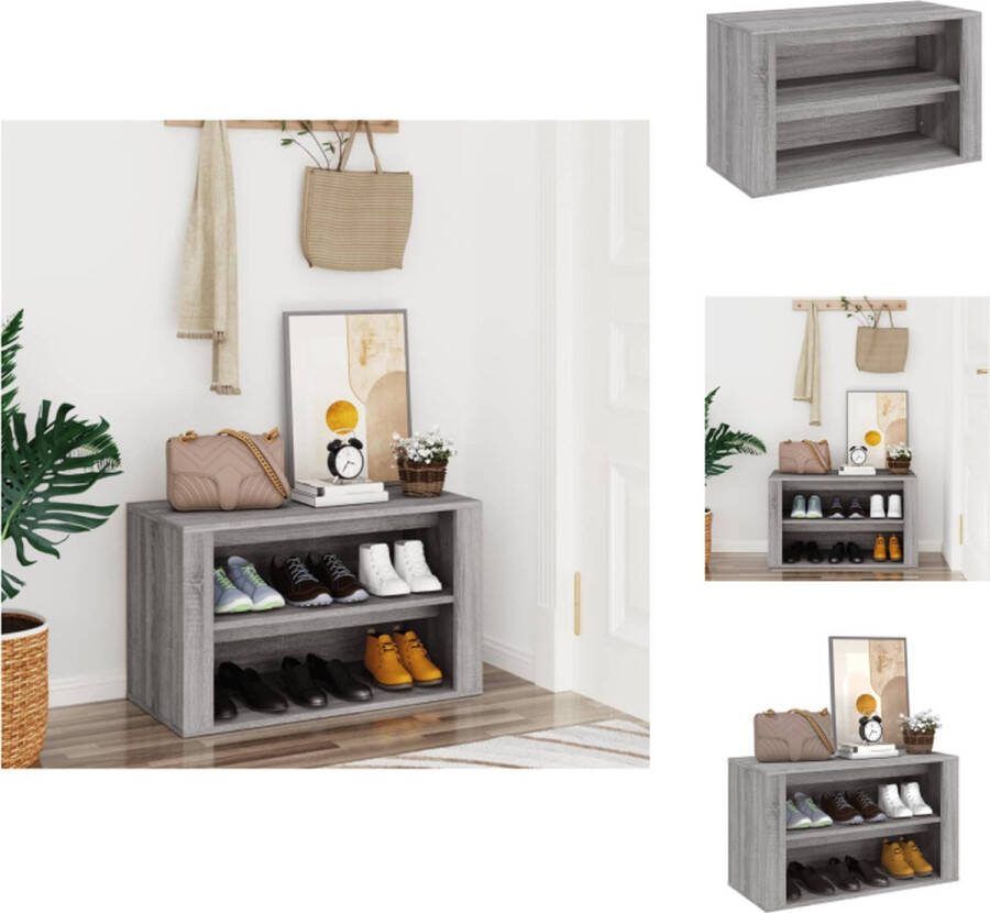 VidaXL Schoenenrek Schoenenkast Afmetingen- 75 x 35 x 45 cm Kleur- Grijs Sonoma eiken Materiaal- Bewerkt hout Schoenenkast