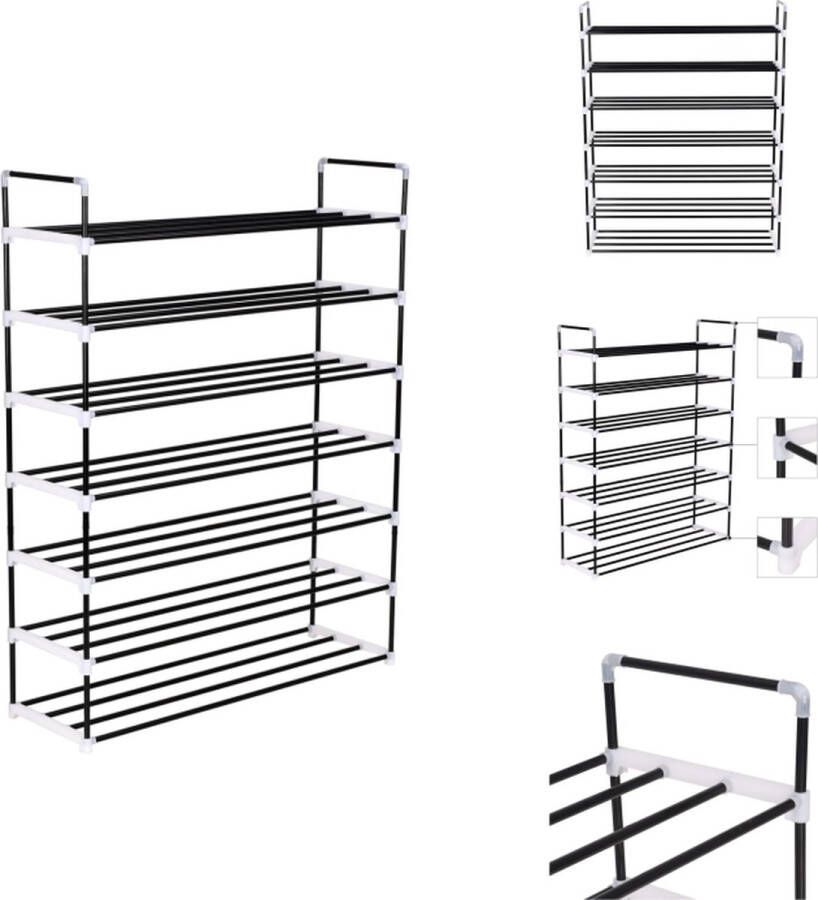 VidaXL Schoenenrek Zwart Metaal 91x29x133 cm 7 Schappen Schoenenkast