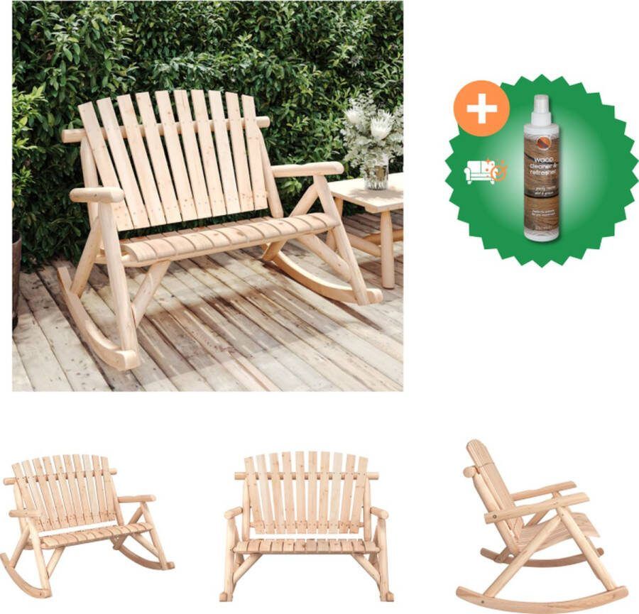 VidaXL Schommelbank Adirondack Hout 123x96x102 cm Massief vurenhout Tuinbank Inclusief Houtreiniger en verfrisser