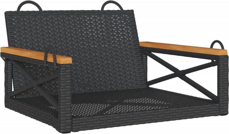 VidaXL Schommelbank 63x62x40 cm poly rattan zwart