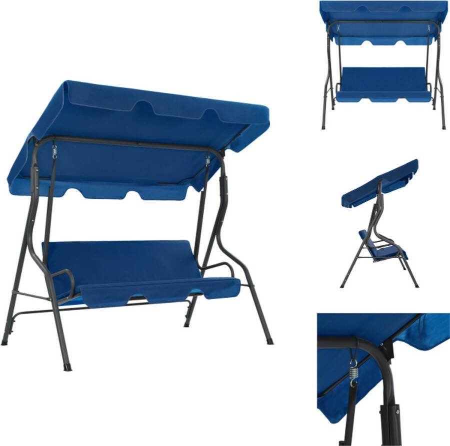 VidaXL Schommelbank Donkerblauw 170x110x153cm Polyester Staal Schommelbank