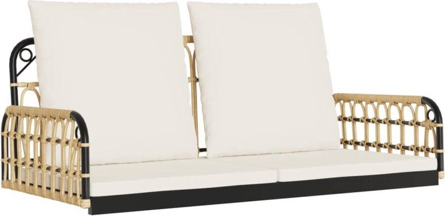 VidaXL Schommelbank met kussens 105x58x38 cm poly rattan en staal