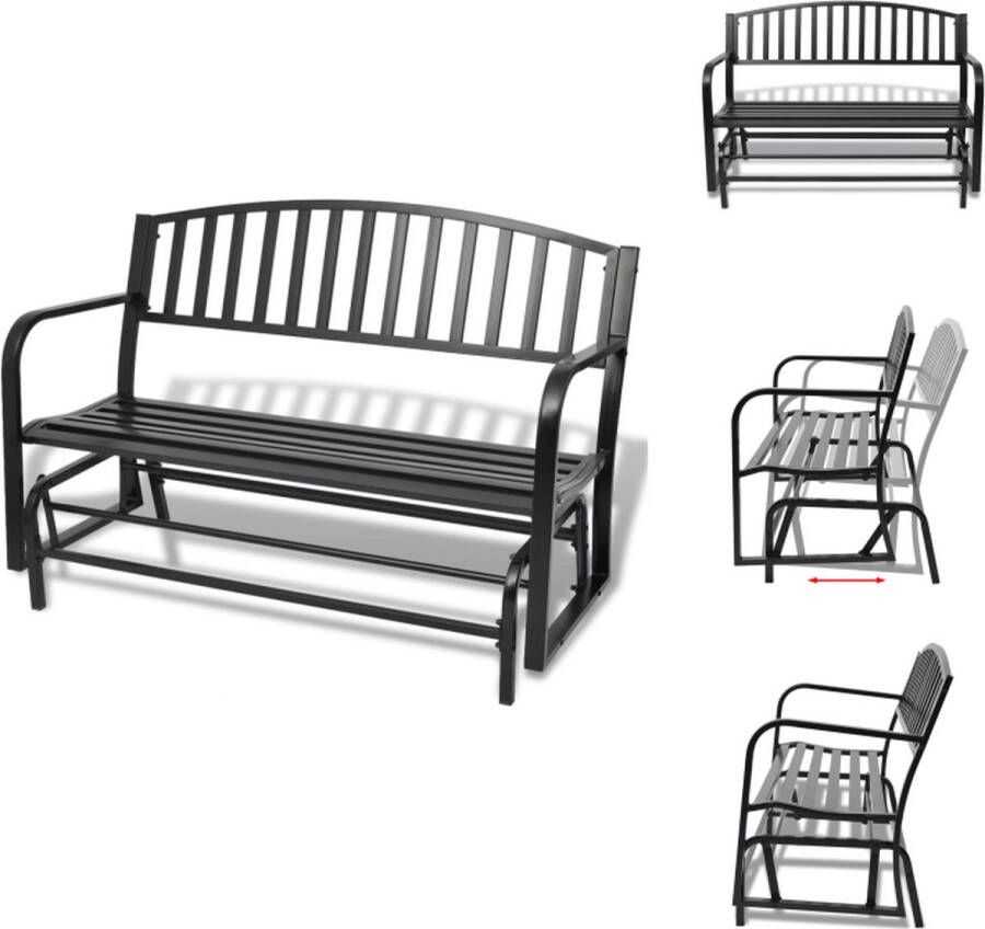 VidaXL Schommelbank Staal 128 x 65 x 86 cm Zwart Schommelbank