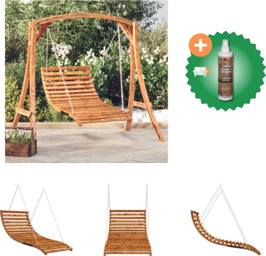 VidaXL Schommelbed Houten hangbed 115 x 147 x 46 cm Massief gebogen hout met teakafwerking Schommelstoel Inclusief Houtreiniger en verfrisser