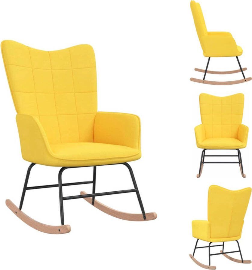 VidaXL Schommelfauteuil Blokpatroon 61 x 78 x 98 cm Mosterdgeel Schommelstoel