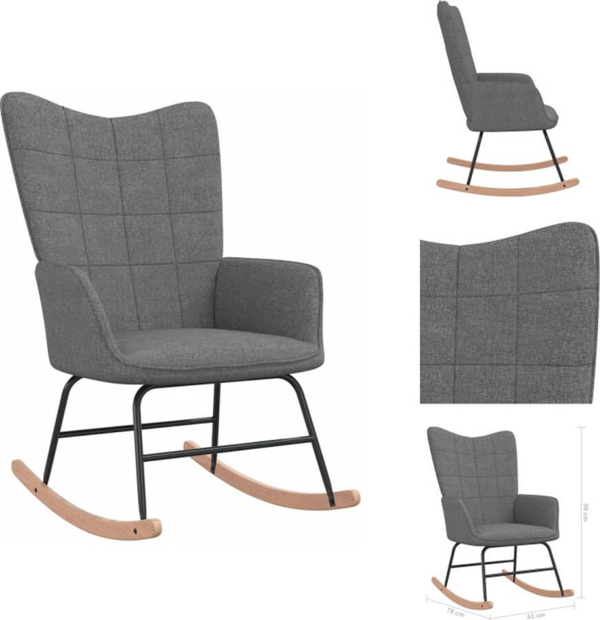 VidaXL Schommelfauteuil Blokpatroon 61x78x98cm Donkergrijs Schommelstoel