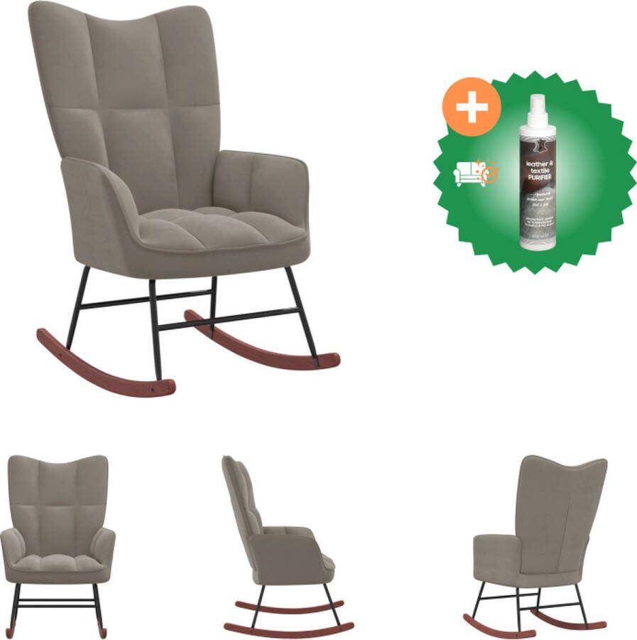 VidaXL Schommelfauteuil Blokpatroon Lichtgrijs 61x78x98cm Fluwelen bekleding Stabiel en duurzaam Montage vereist Schommelstoel Inclusief Reiniger