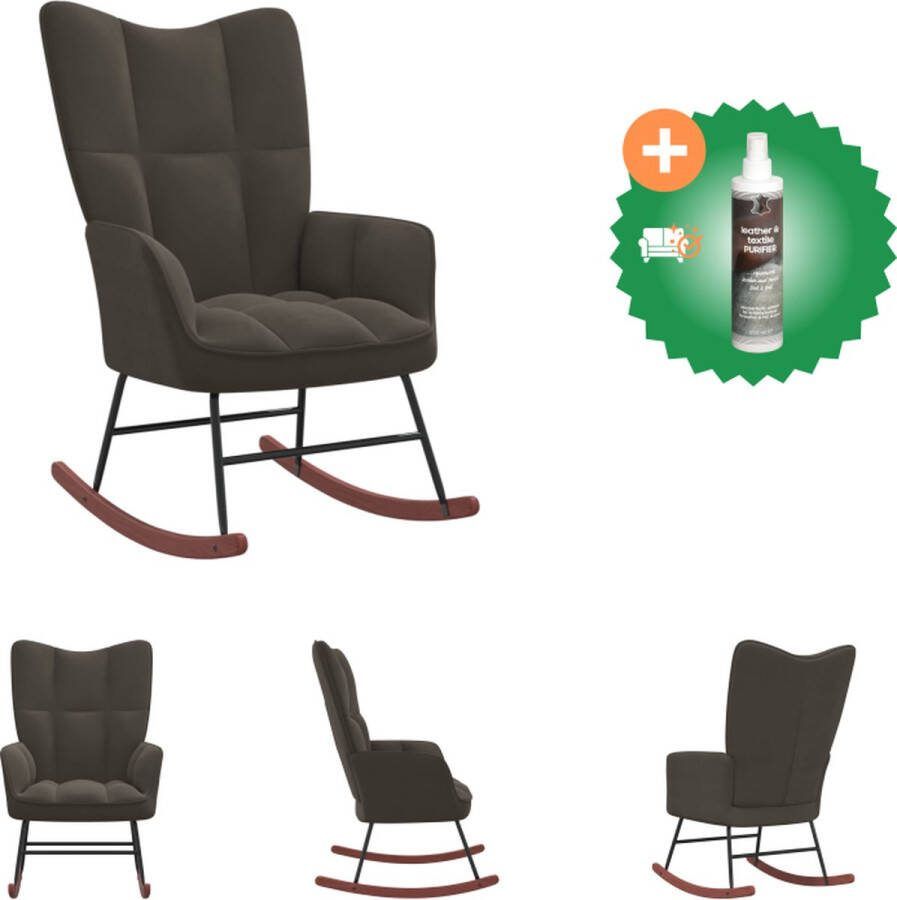VidaXL Schommelfauteuil Donkergrijs 61 x 78 x 98 cm Fluweel Schommelstoel Inclusief Reiniger