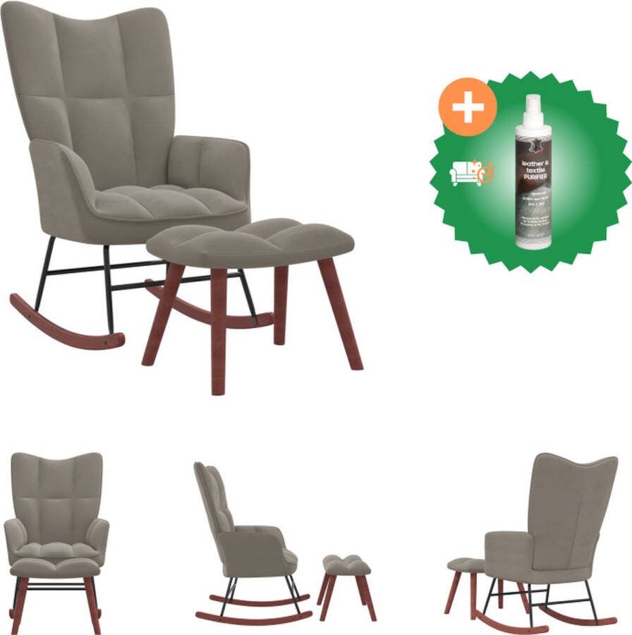 VidaXL Schommelfauteuil met voetenbank fluweel lichtgrijs 61x78x98 cm Schommelstoel Inclusief Reiniger
