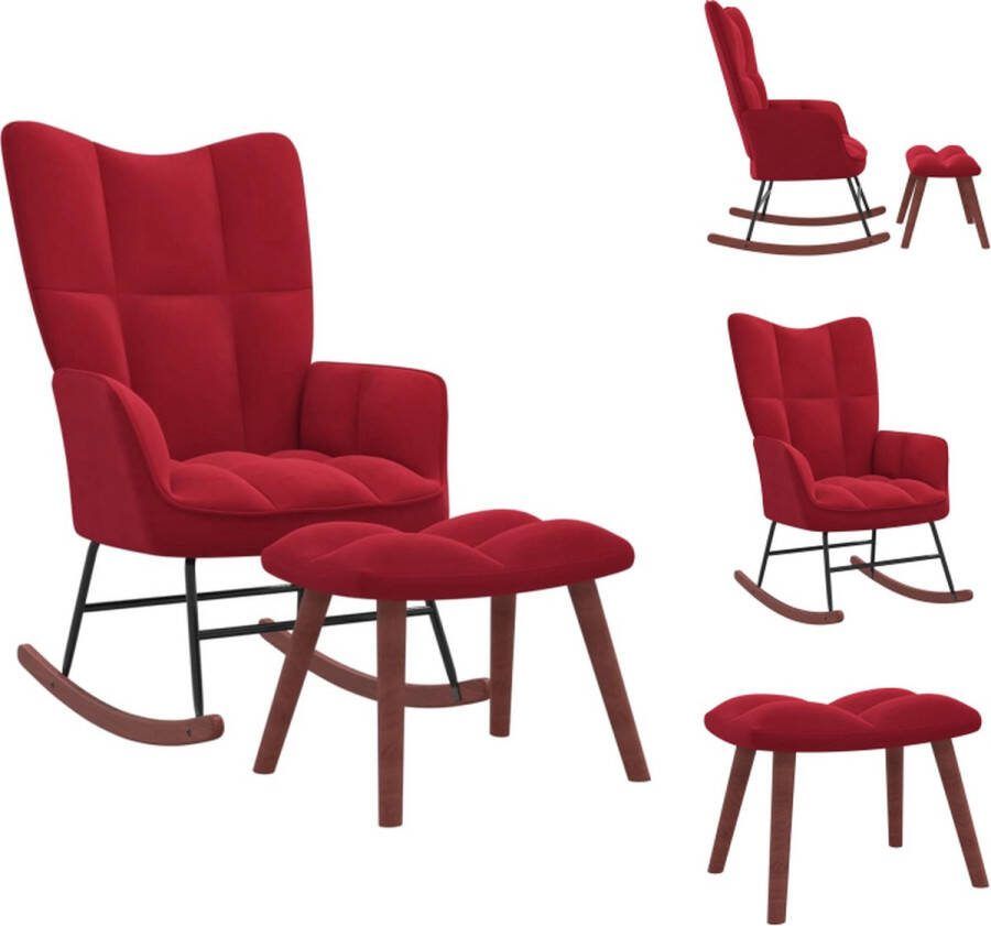 VidaXL Schommelfauteuil met voetenbank Fluweel Wijnrood 61 x 78 x 98 cm Schommelstoel
