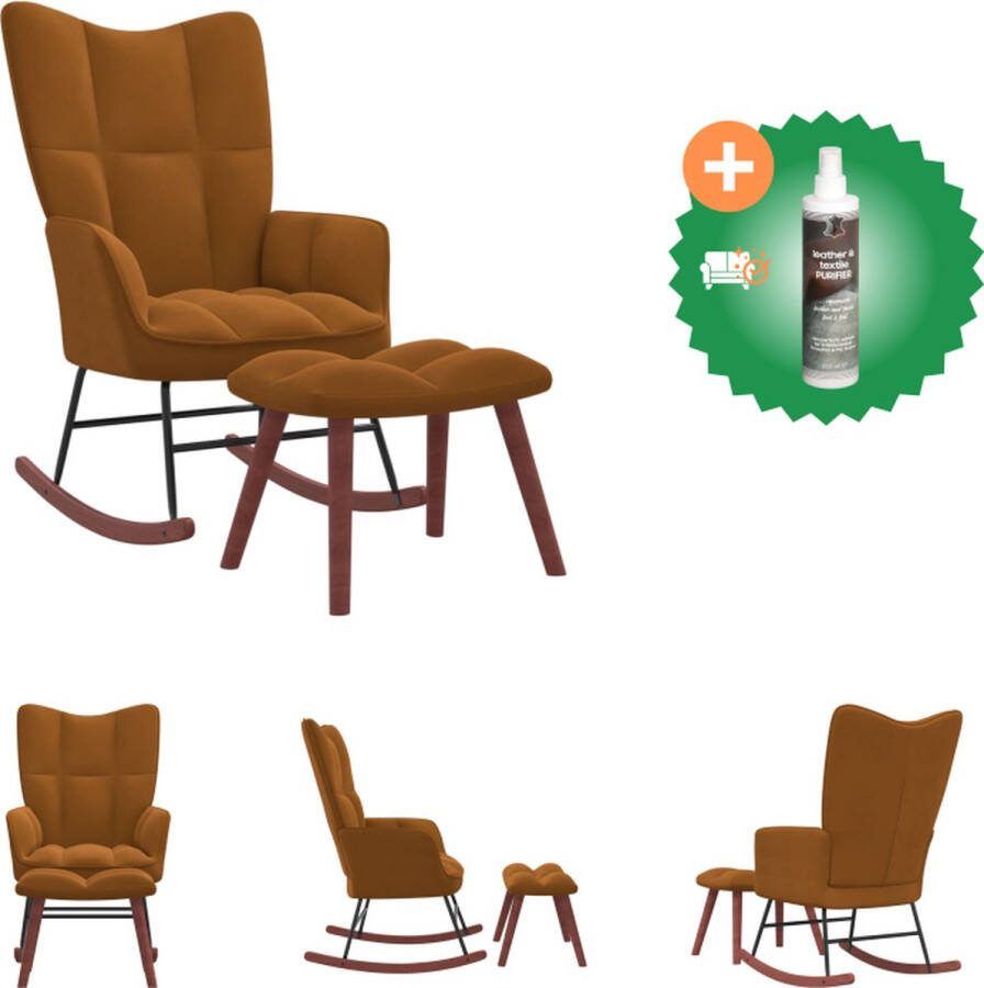VidaXL Schommelfauteuil Relaxstoel met Voetenbank Bruin 61 x 78 x 98 cm Schommelstoel Inclusief Reiniger