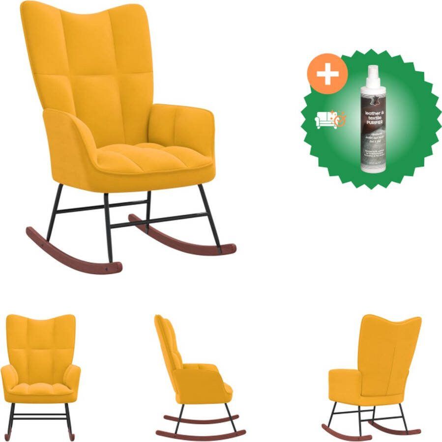 VidaXL Schommelfauteuil Stoelen 61 x 78 x 98 cm Mosterdgeel Fluweel Schuimgevuld Stabiel en Duurzaam Schommelstoel Inclusief Reiniger