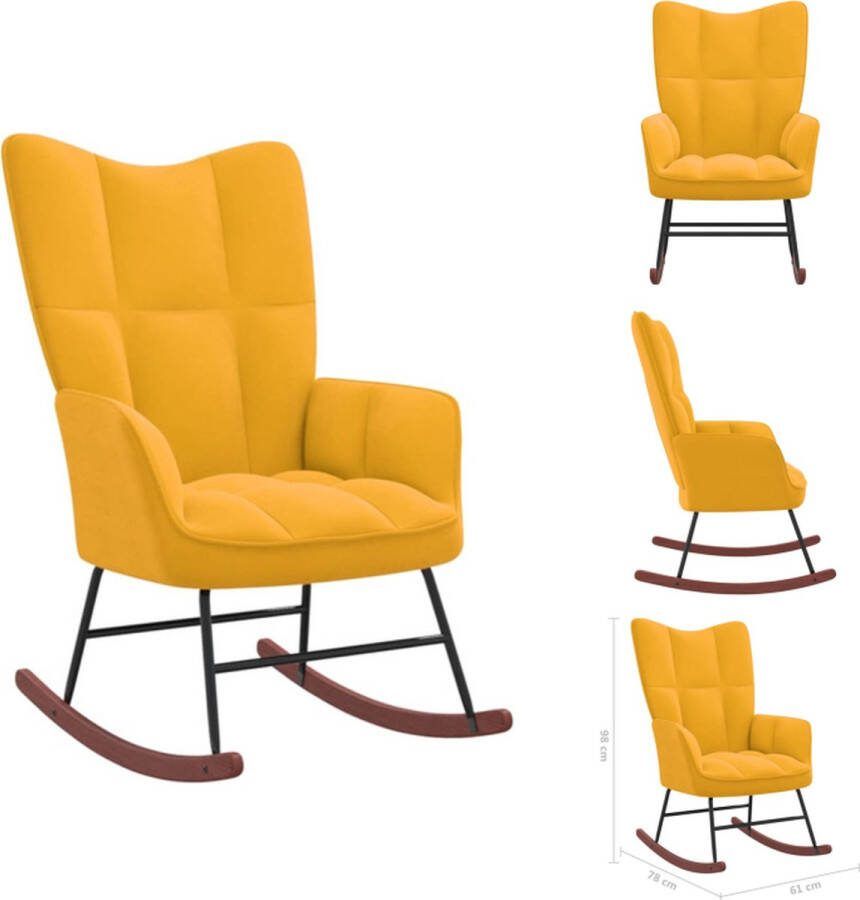 VidaXL Schommelfauteuil Stoelen 61 x 78 x 98 cm Mosterdgeel Fluweel Schuimgevuld Stabiel en Duurzaam Schommelstoel