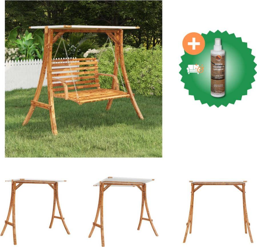 VidaXL Schommelframe Gebogen Hout Standaard 175x101x161.5cm Met Plat Dak en Teakafwerking Schommelstoel Inclusief Houtreiniger en verfrisser